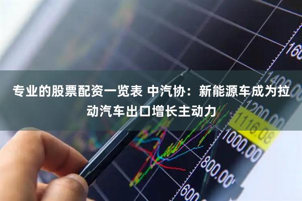 专业的股票配资一览表 中汽协：新能源车成为拉动汽车出口增长主动力
